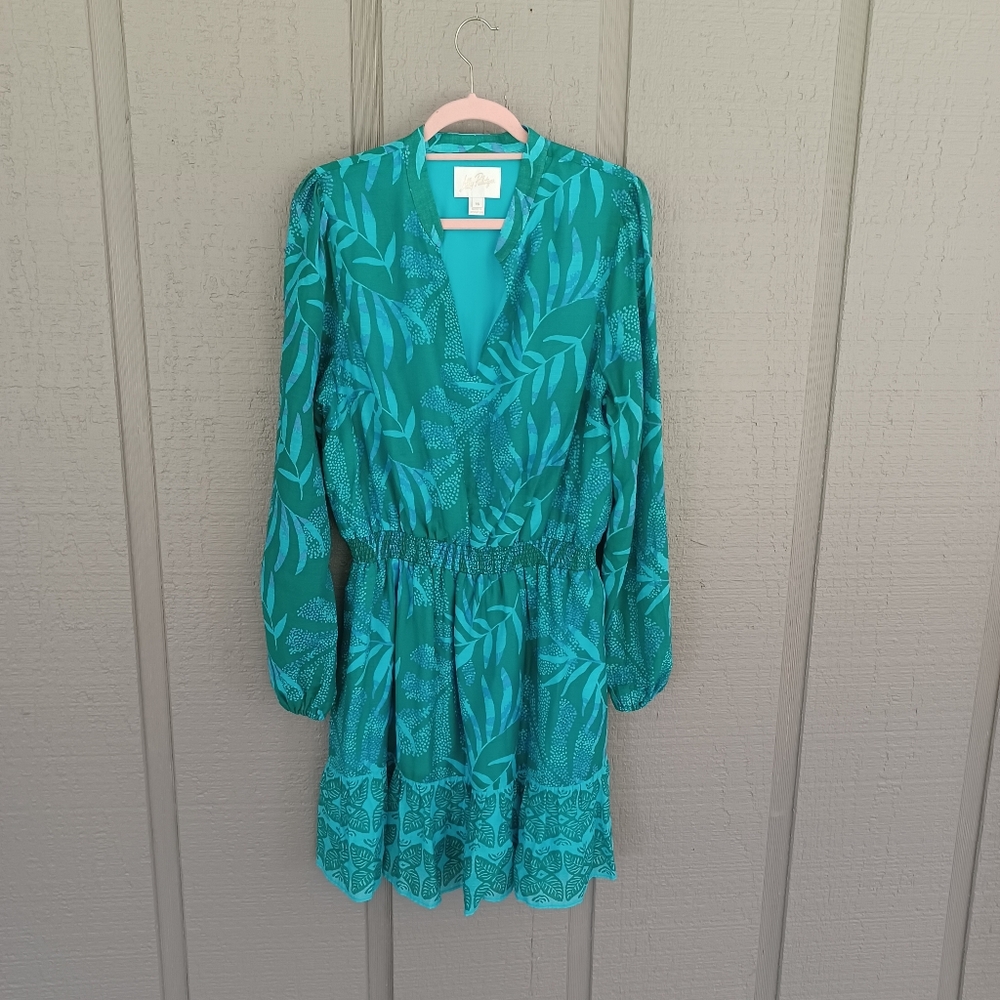 Lilly Pulitzer Axton Dress Size 16 Fiddle Leaf Green Its A Jungle Out There